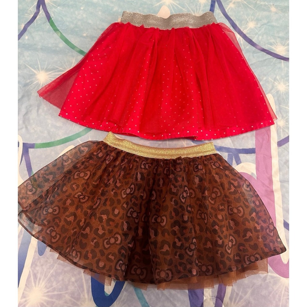 Hello Kitty Sanrio Minnie Mouse Kids Tutu‎ Skirt Set Toddler Girl 4T-5 Red Brown